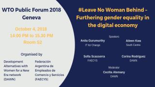 WTO Public Forum 2018: #Leave No Woman Behind – Furthering gender equality in the digital economy 