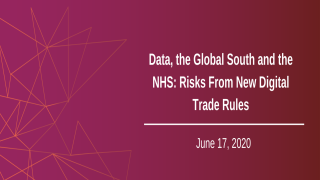 Data, the Global South and the NHS: Risks From New Digital Trade Rules